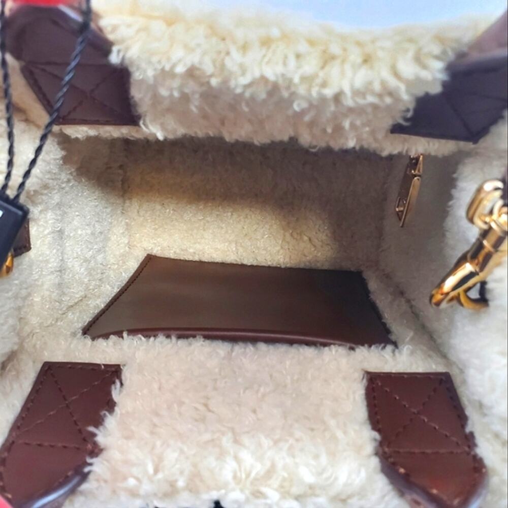 NWD$1645 Dolce & Gabbana Logo DG Faux Suede & Shearling Mini Crossbody Tote Bag - Picture 11 of 16